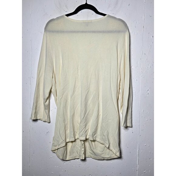 Apt. 9 Womens Beaded V-Neck Quarter Sleeve Sweater Plus Size 1X Stretch Solid - Picture 2 of 10